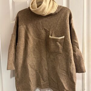 Benellon Italian made wool sweater Cream and Brown Sweater